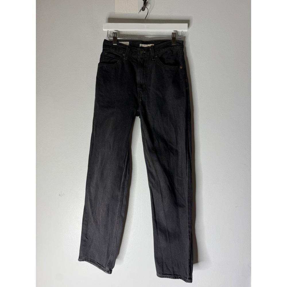 Levis Dad Jean Womens 24 Washed Black High Rise Straight Leg Denim Pants